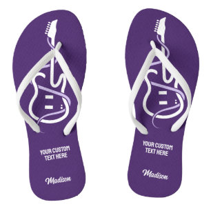 Custom Name & Text Stylized Guitar Flip Flops