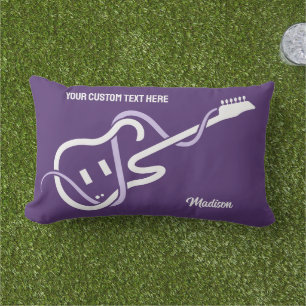 Custom Name & Text Stylized Guitar Lumbar Pillow