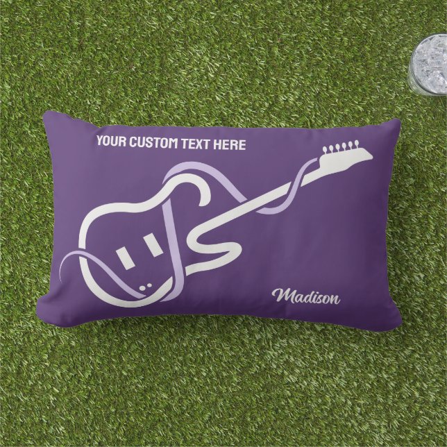 Custom Name & Text Stylized Guitar Lumbar Pillow (Grass)