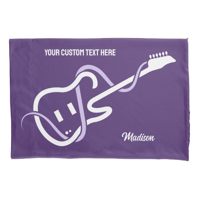 Custom Name & Text Stylized Guitar Pillowcase (Front)
