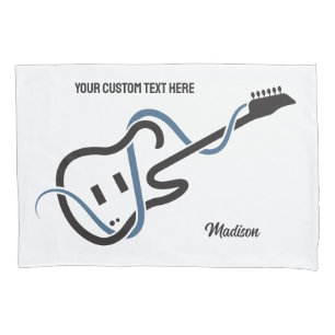 Custom Name & Text Stylized Guitar Pillowcase