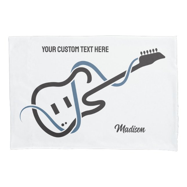 Custom Name & Text Stylized Guitar Pillowcase (Front)