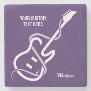 Custom Name & Text Stylized Guitar Stone Coaster