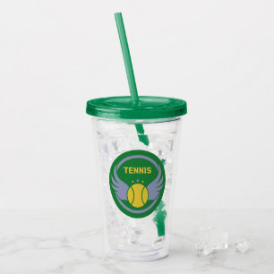 Custom Name & Text Tennis Ball with Wings Acrylic Tumbler