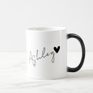 Custom Name Text Tiny Black Heart Simple Ashley Magic Mug