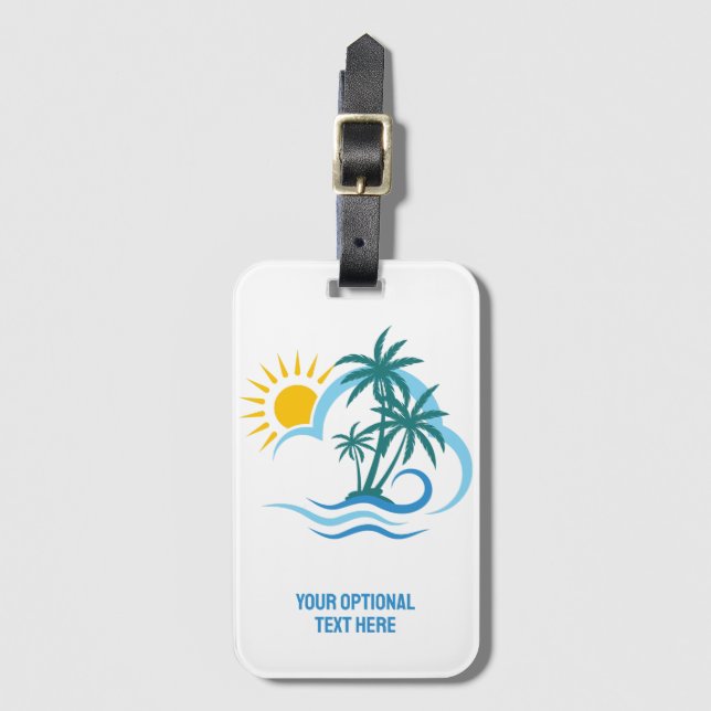 Custom Name & Text Tropical Islands Luggage Tag (Front Vertical)