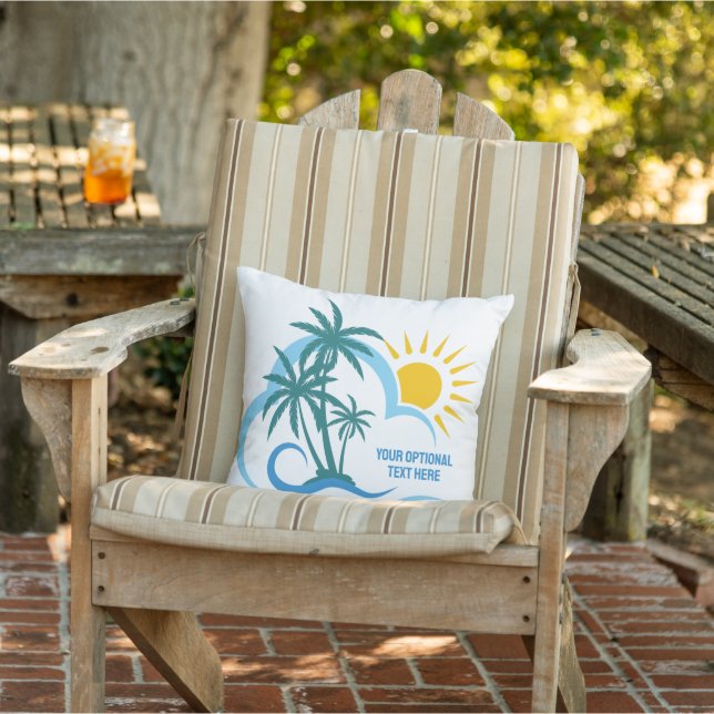 Custom Name & Text Tropical Islands Outdoor Pillow (Chair)