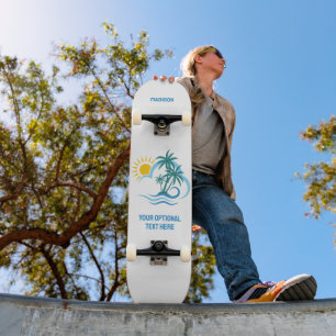 Custom Name & Text Tropical Islands Skateboard