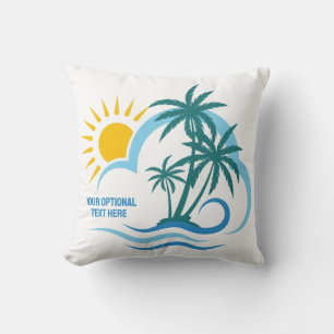 Custom Name & Text Tropical Islands Throw Pillow