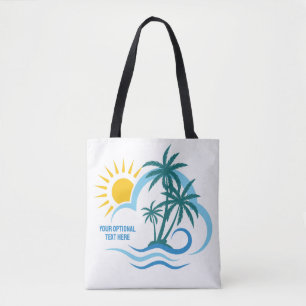 Custom Name & Text Tropical Islands Tote Bag
