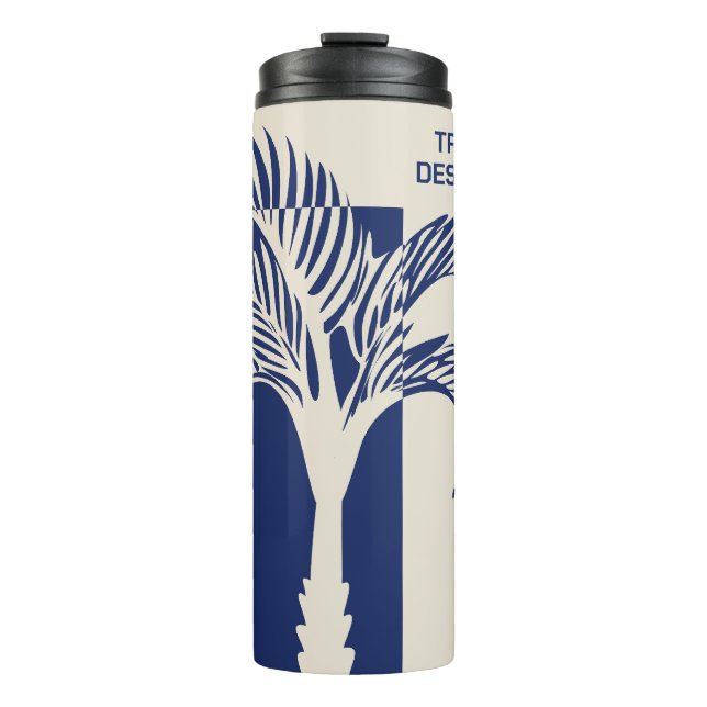 Custom Name & Text Tropical Palm Tree Thermal Tumbler (Front)