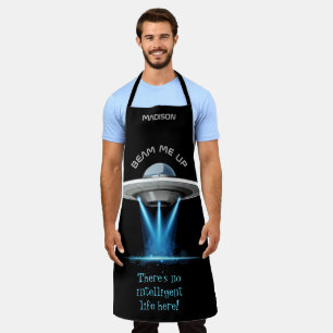 Custom name & text UFO Spaceship aprons