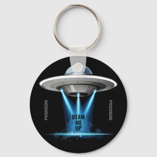 Custom name & text UFO Spaceship key chain