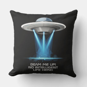 Custom name & text UFO Spaceship throw pillows