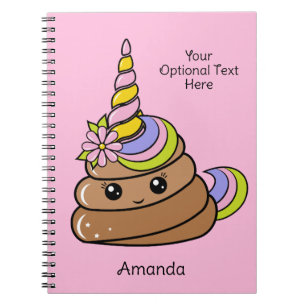 Custom Name & Text Unicorn Poop Notebook