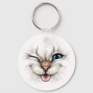 Custom Name & Text Winking Cat Keychain