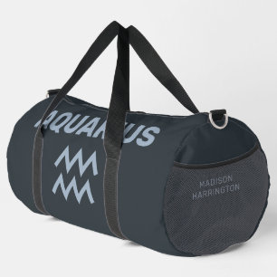 Custom Name / Text Zodiac Sign Aquarius Duffle Bag