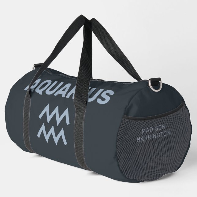Custom Name / Text Zodiac Sign Aquarius Duffle Bag (Right Corner)