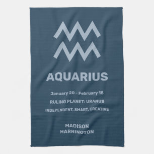 Custom Name / Text Zodiac Sign Aquarius Kitchen Towel