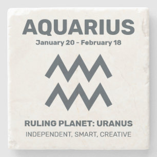 Custom Name / Text Zodiac Sign Aquarius Stone Coaster