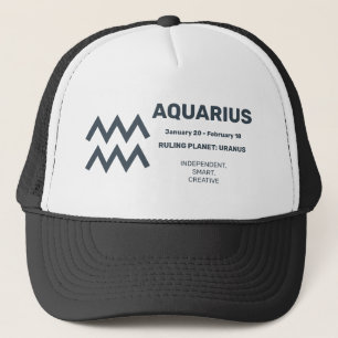 Custom Name / Text Zodiac Sign Aquarius Trucker Hat