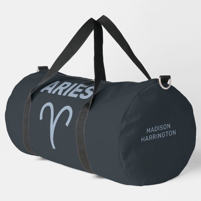 Custom Name / Text Zodiac Sign Aries Duffle Bag (Left Corner)