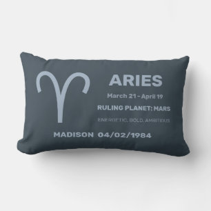 Custom Name / Text Zodiac Sign Aries Lumbar Pillow