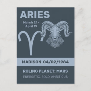 Custom Name / Text Zodiac Sign Aries Postcard