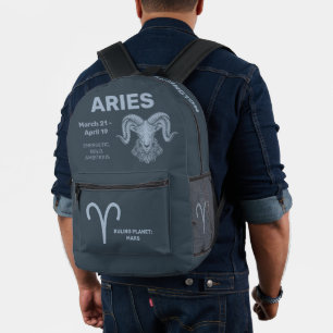 Custom Name / Text Zodiac Sign Aries Printed Backpack