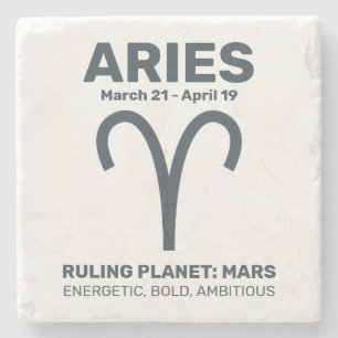 Custom Name / Text Zodiac Sign Aries Stone Coaster