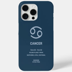 Custom Name / Text Zodiac Sign Cancer iPhone 15 Pro Max Case