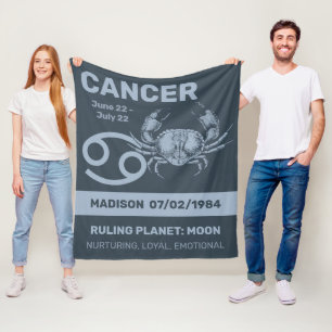 Custom Name / Text Zodiac Sign Cancer Fleece Blanket
