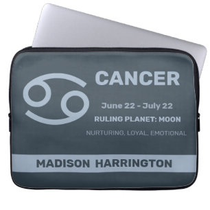 Custom Name / Text Zodiac Sign Cancer Laptop Sleeve