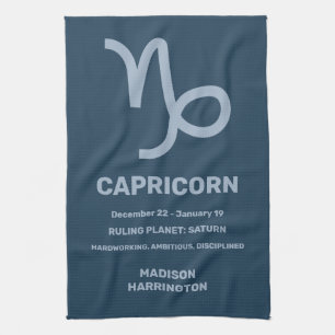 Custom Name / Text Zodiac Sign Capricorn Kitchen Towel