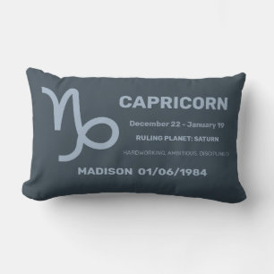 Custom Name / Text Zodiac Sign Capricorn Lumbar Pillow