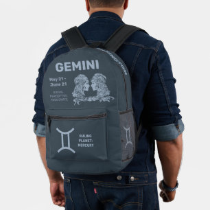 Custom Name / Text Zodiac Sign Gemini Printed Backpack
