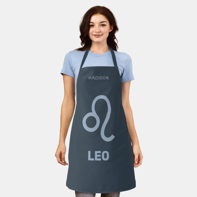 Custom Name / Text Zodiac Sign Leo Apron (Worn)