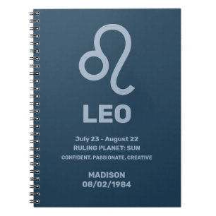 Custom Name / Text Zodiac Sign Leo Notebook