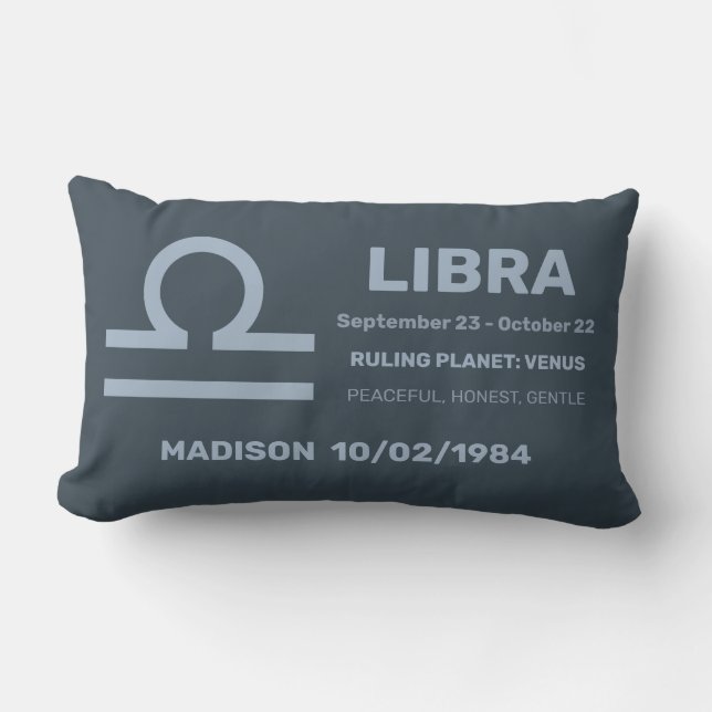 Custom Name / Text Zodiac Sign Libra Lumbar Pillow (Front)