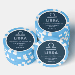 Custom Name / Text Zodiac Sign Libra Poker Chips
