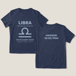 Custom Name / Text Zodiac Sign Libra Tri-Blend Shirt