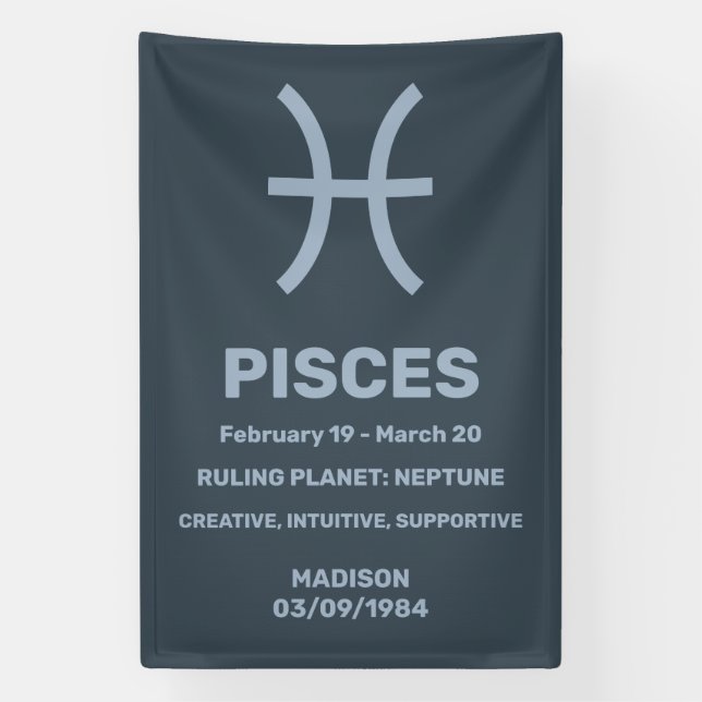 Custom Name / Text Zodiac Sign Pisces (Vertical)
