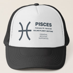 Custom Name / Text Zodiac Sign Pisces Trucker Hat