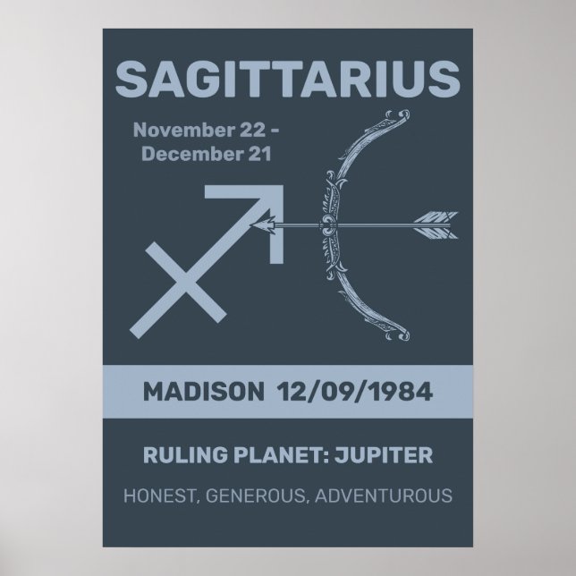Custom Name / Text Zodiac Sign Sagittarius (Front)