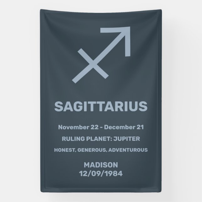 Custom Name / Text Zodiac Sign Sagittarius (Vertical)
