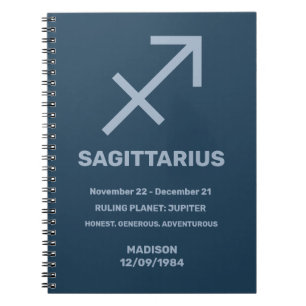 Custom Name / Text Zodiac Sign Sagittarius Notebook