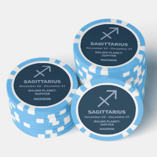 Custom Name / Text Zodiac Sign Sagittarius Poker Chips