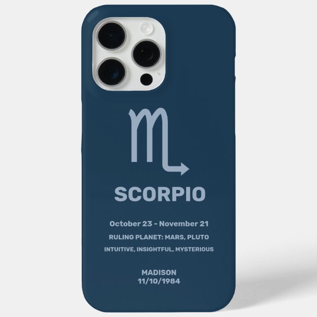 Custom Name / Text Zodiac Sign Scorpio Case-Mate iPhone Case (Back)