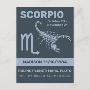 Custom Name / Text Zodiac Sign Scorpio Postcard