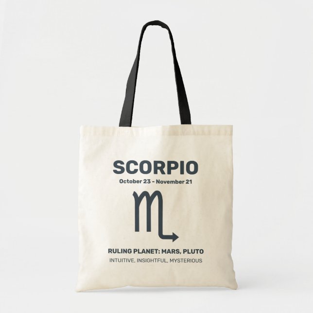 Custom Name / Text Zodiac Sign Scorpio Tote Bag (Front)